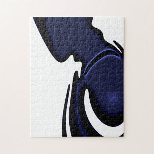 Blauwe maan: Abstract blauw en wit Legpuzzel