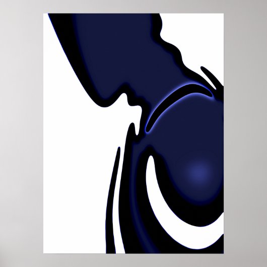 Blauwe maan: Abstract blauw en wit Poster (Voorkant)