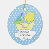 Blauwe Maan Baby's Eerste Kerst Ornament (Links)