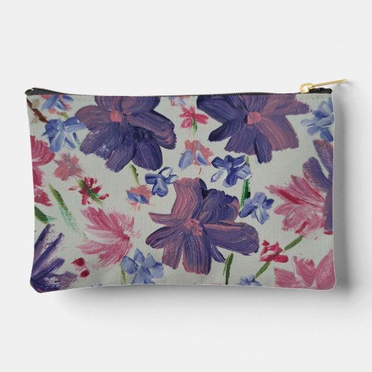 Blauwe Maan Bloemen Accessoire Pouch Etui (Achterkant)