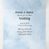 Blauwe Maan Bloemen Bruiloft Drieluik Uitnodiging (Binnenkant midden)