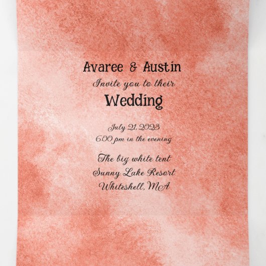 Blauwe Maan Bloemen Bruiloft Drieluik Uitnodiging (Binnenkant midden)