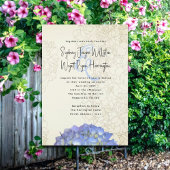 Blauwe Maan Bloemen Kunstwerk Bruiloft Uitnodiging