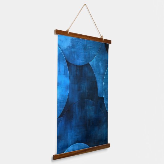 Blauwe maan cirkels hangend wandkleed (Gebogen)