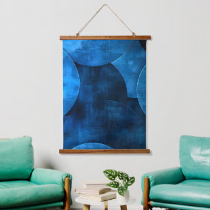 Blauwe maan cirkels hangend wandkleed