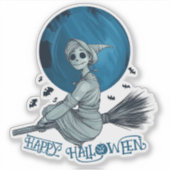 Blauwe maan en heks sticker (Voorkant)