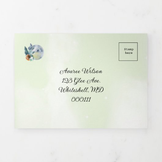 Blauwe Maan en Lake Scene Outdoor Drieluik Uitnodiging (Cover)