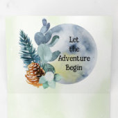 Blauwe Maan en Lake Scene Outdoor Drieluik Uitnodiging (Binnenzijde eerst)