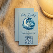 Blauwe maan en sterren baby shower QR Code Registr Informatiekaartje