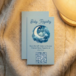 Blauwe maan en sterren baby shower QR Code Registr Informatiekaartje
