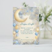 Blauwe maan en sterren Diapper Raffle Informatiekaartje (Staand voorkant)