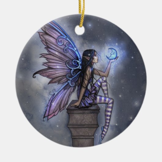 Blauwe Maan Fee Fantasie Ornament (Voorkant)
