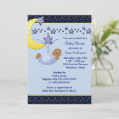 Blauwe Maan Gele Sterren Etnische Jongen Douche Kaart (Staand voorkant)