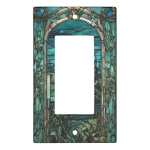 Blauwe Maan Glas in lood Enkele Rocker Light Switc