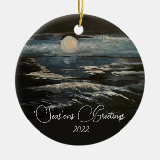 Blauwe maan keramisch ornament