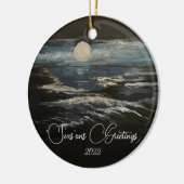 Blauwe maan keramisch ornament (Links)