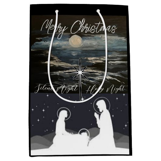 Blauwe maan kerstmis Gemiddeld cadeau Medium Cadeauzakje (Voorkant)