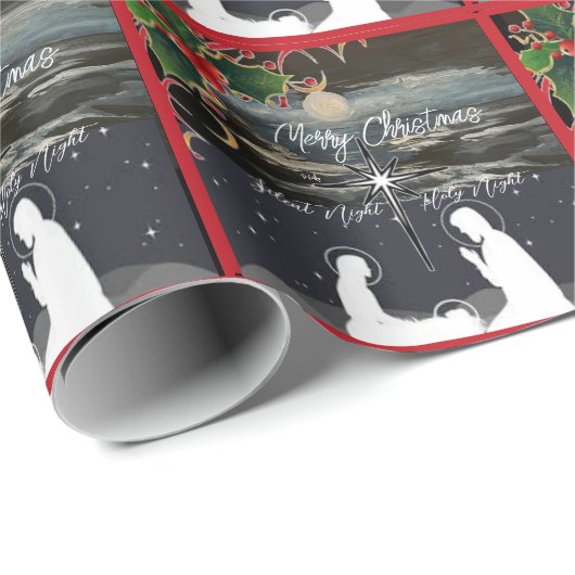 Blauwe maan kerstmis — Gift Wrap Cadeaupapier (Rol Hoek)