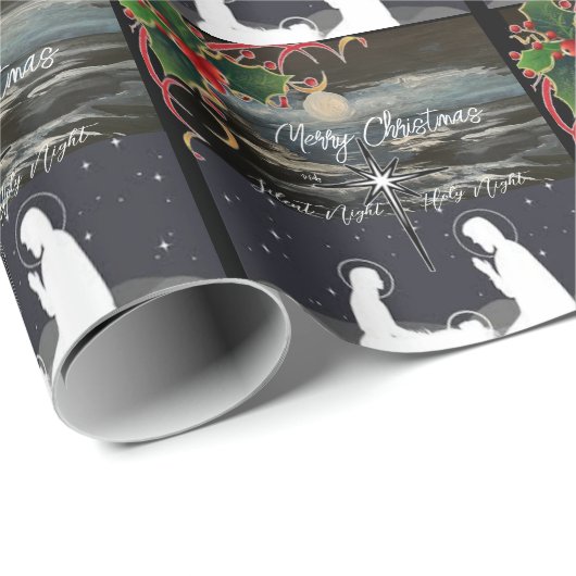 Blauwe maan kerstmis — Gift Wrap Cadeaupapier (Rol Hoek)