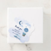 Blauwe maan kleine olifant verjaardag jongen bedankjes labels (In situ)