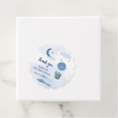 Blauwe maan kleine olifant verjaardag jongen bedankjes labels (In situ)