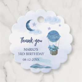 Blauwe maan kleine olifant verjaardag jongen bedankjes labels