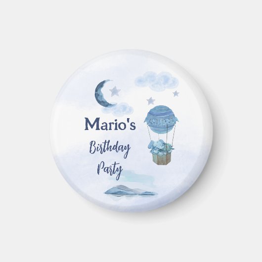Blauwe maan kleine olifant verjaardag jongen magneet (Voorkant)