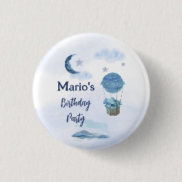 Blauwe maan kleine olifant verjaardag jongen ronde button 3,2 cm