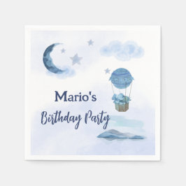 Blauwe maan kleine olifant verjaardag jongen servet