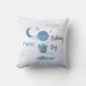 Blauwe maan kleine olifant verjaardagsjongen kussen (Voorkant)