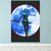 Blauwe Maan Krijger Canvas Afdruk (Insitu (Houten vloer))