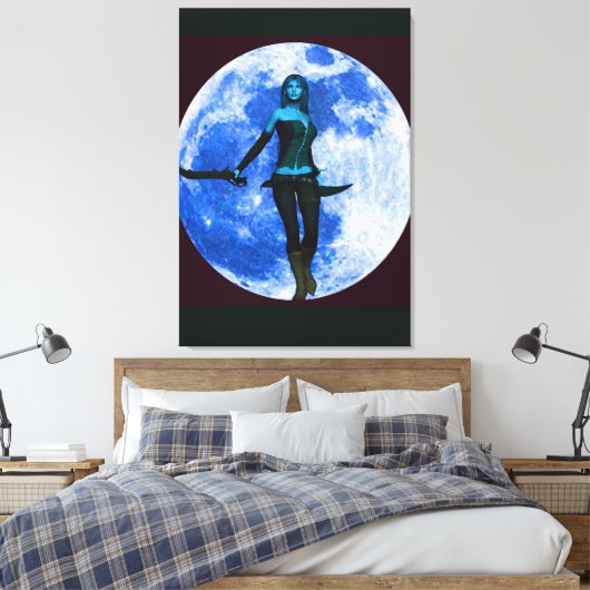 Blauwe Maan Krijger Canvas Afdruk (Insitu (Slaapkamer))