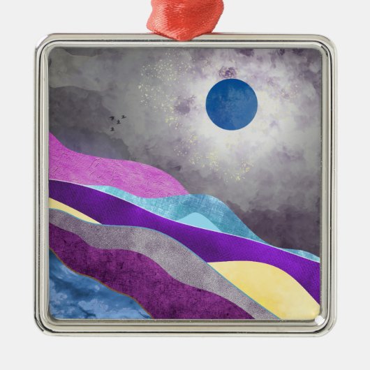 Blauwe Maan Metalen Ornament (Voorkant)