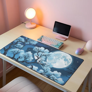 Blauwe maan nacht Esthetische Black & Blue Anime Bureaumat