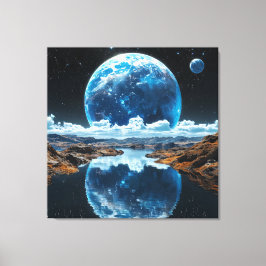 🌙 Blauwe Maan Nachtelijke Hemel Moderne Huisdecor Canvas Afdruk