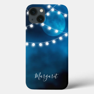 Blauwe maan nachtlichtkoorden monogram Case-Mate iPhone case