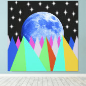 Blauwe Maan Opgerekt Canvasprint Canvas Afdruk (Insitu (Houten vloer))