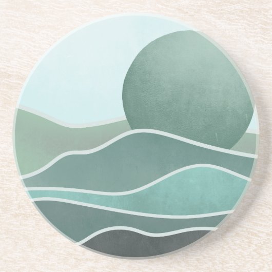 Blauwe maan over bergen Zen Boho Zandsteen Onderzetter (Voorkant)