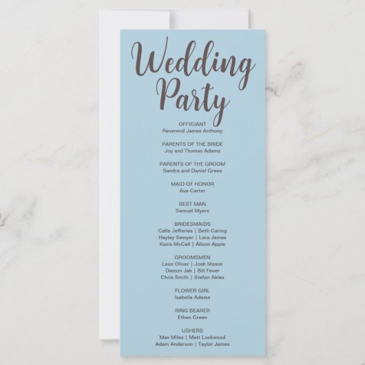 Blauwe Maan Phases Blauw Huwelijksprogramma (Achterkant)