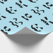 Blauwe maan pompoen gezichten cadeaupapier (Hoek)