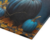 Blauwe maan pompoenen en herfstbladeren snijplank (Hoek)