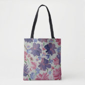 Blauwe Maan Roos Bloemen Canvas tas (Voorkant)