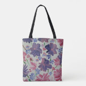 Blauwe Maan Roos Bloemen Canvas tas (Achterkant)