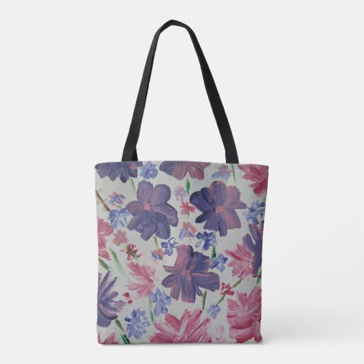 Blauwe Maan Roos Bloemen Canvas tas (Achterkant)