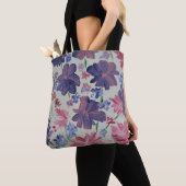 Blauwe Maan Roos Bloemen Canvas tas (Dichtbij)