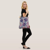 Blauwe Maan Roos Bloemen Canvas tas (Op model)