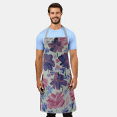 Blauwe Maan Roos Bloemen Schort (Gedragen)