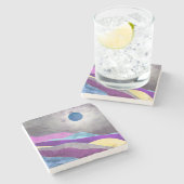 Blauwe Maan Stenen Onderzetter (Zijkant)