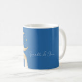 Blauwe Maan Sterren Hand Goud Koffiemok (Voorkant rechts)