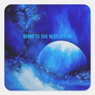BLAUWE MAAN VIERKANTE STICKER